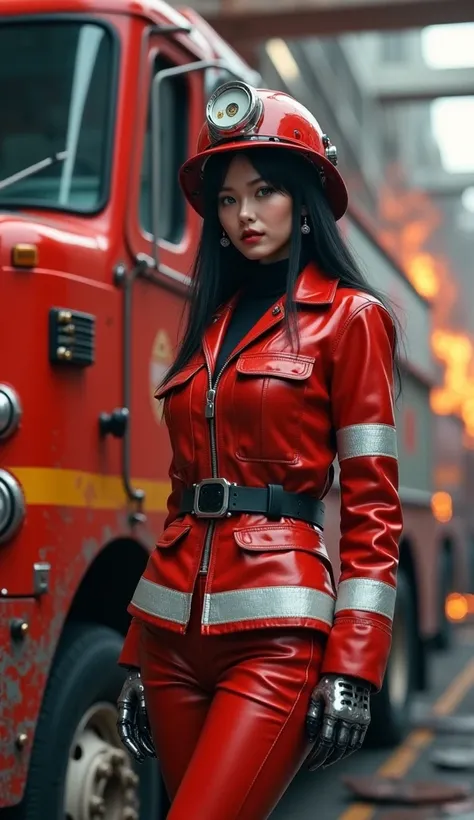 (32K:1.9, Cyber Expressions:1.9, Best Quality, masterpiece, Ultra-high resolution), Perfect Dynamic Configuration:1.3, Detailed skin and face textures:1.3, (Futuristic hospital catches fire:1.3, Lots of futuristic medical equipment:1.3, Professional high a...