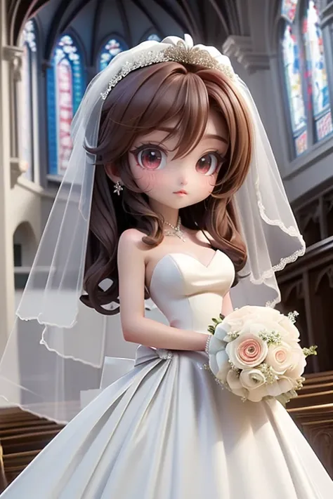 1 girl, masterpiece, highres, Subscribe_Rias_gremory, ((Wedding dress, Church, bridal veil, Wedding, bouquet))