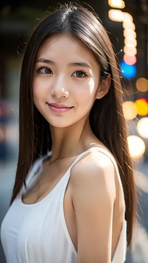 High resolution raw color photos, Professional photography, High resolution face, (Fine grain, Highly detailed skin, Highly detailed nose, Highly detailed mouth:1.2), Perfect Anatomy, all_white_clothes, female, 18_years_old, Japanese, very_slim, flat_breas...