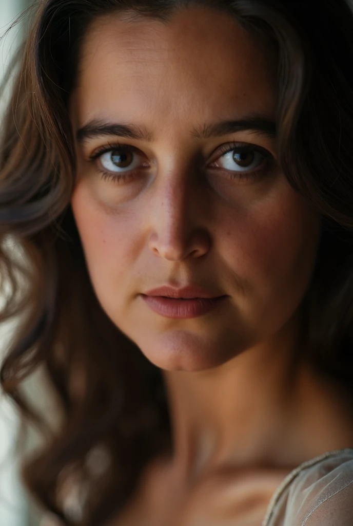 Close-up of a woman&#39;s face looking sensually at the camera