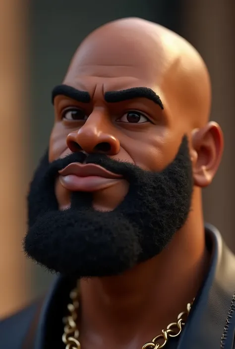 Cartoon character of a black darkskin bald man with a black beard, animation character, Caractere estilizado, animation style rendering, 3D estilizado, Rick Ross render, 3 d render stylized, toon render keyshot, Personagem 3D, Personagem 3D, 3d rendering s...