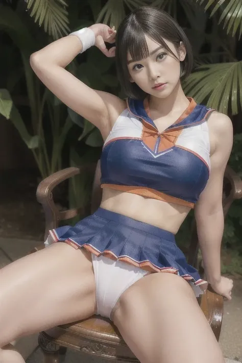 20 year old Japanese woman,((Wearing a cheerleader uniform))(非常にdetailedな肌),Curvy,,Beautiful big ,(Very large breasts),Pale skin,Pointed Chest,Erect nipples,(Fantasy art,Best image quality,Surreal Portraits,(8k),Ultra-realistic,最High image quality, High im...