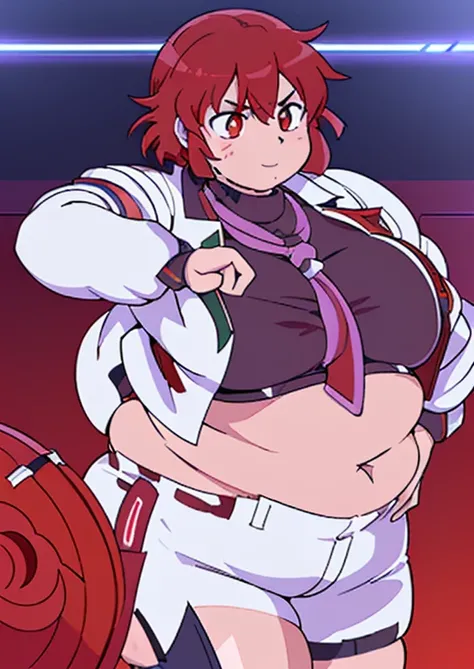 ((best quality, 4k, 8k, anime girl, masterpiece)), ((((beautiful extremely detailed face)))), (((beautiful eyes, red eyes))), cinematic lighting, ((perfect anatomy)), (((chubby, SSBBW, tall, ultra thick, (((extremely huge belly, very round belly, huge bulg...