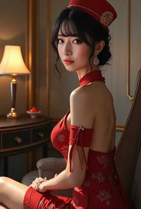 Beautiful Model, Japanese women。Sexy stewardess。VIP Room。In-flight services