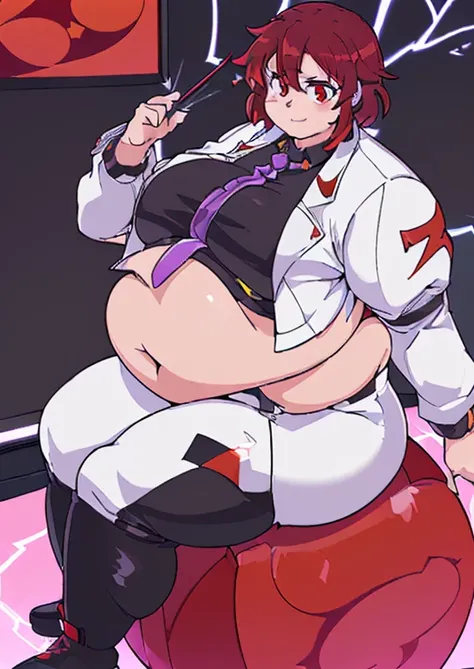 ((best quality, 4k, 8k, anime girl, masterpiece)), ((((beautiful extremely detailed face)))), (((beautiful eyes, red eyes))), ((hard skin)), cinematic lighting, ((perfect anatomy)), (((chubby, SSBBW, tall, (((extremely huge belly, very round belly, huge bu...