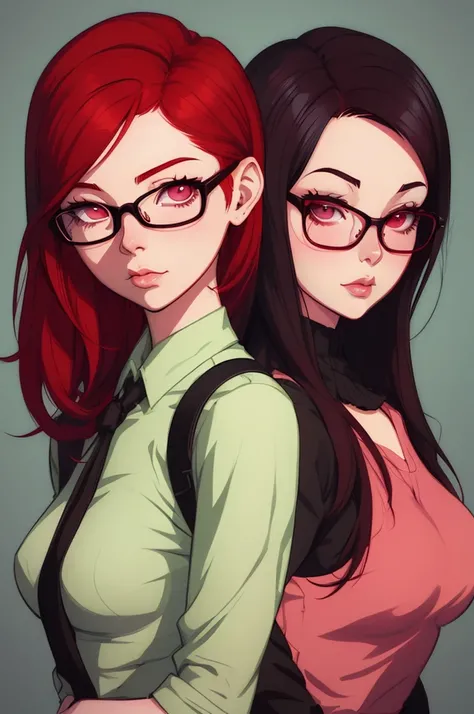 There is a woman with red hair and glasses posing for a photo., 🤤 portrait of a girl, Lois van Baarle and Rossdraws, with glasses, portrait by rossdraws, Ilia Kuvshinov. 4k, girl with glasses, deviantart artstation cgscosiety, Ilia Kuvshinov style, Inspire...