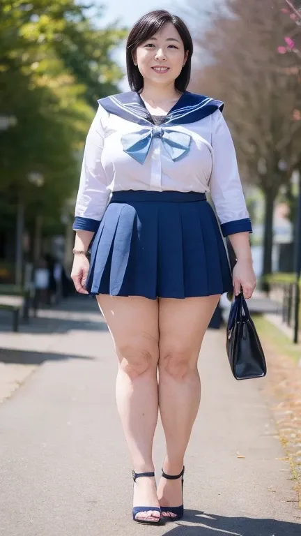 japanese mature,secretary,6,white skin,(chubby body,large breasts,emphasizes plump thighs:1.2),(sailor senshi uniform,blue sailo...