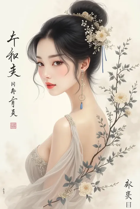 delicate chinese female name "Yanli", calligraphy, flowing lines, intricate patterns, elegant, feminine, graceful strokes, ink wash painting, traditional chinese art, ethereal, soft colors, light and airy, wispy, translucent background