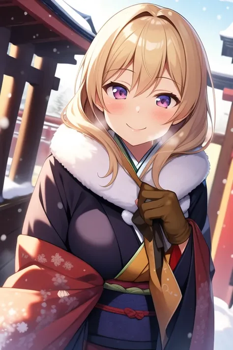 best quality, ultra-detailed, extremely detailed C, anime, 1 girl, solo, solo focus, blonde hair, blush, milf, plump, lovery, POV, dutch angle, smile, happy, laugh, light smile, half closed eyes, standing, blurry background, over size clothes, looking up a...