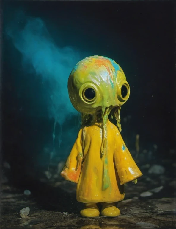 8K, ARTISTIC photogrAphy, best quAlity, mAsterpiece: 1.2), A (potrAit:1.2) Don Bluth Style ASTRONAUT Cthulhu yellow Toon Doll, full body RAW candid cinema, cyan hair, 16mm, color graded portra 400 film, remarkable color, ultra realistic, sad admosphere, da...