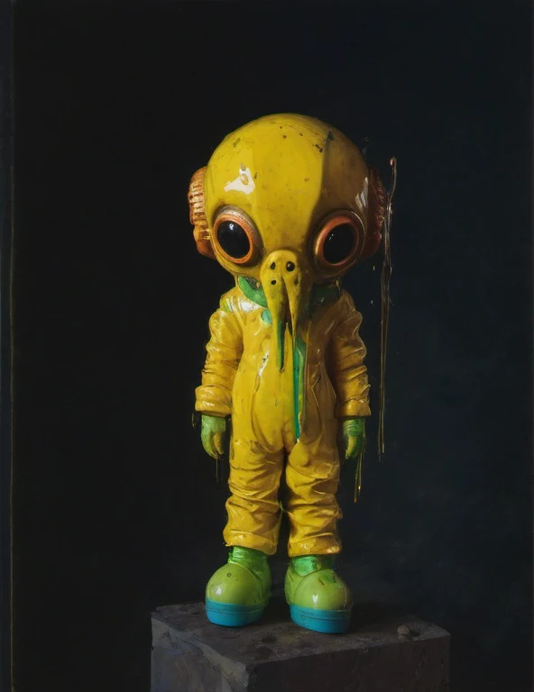 8K, ARTISTIC photogrAphy, best quAlity, mAsterpiece: 1.2), A (potrAit:1.2) Don Bluth Style ASTRONAUT Cthulhu yellow Toon Doll, full body RAW candid cinema, cyan hair, 16mm, color graded portra 400 film, remarkable color, ultra realistic, sad admosphere, da...