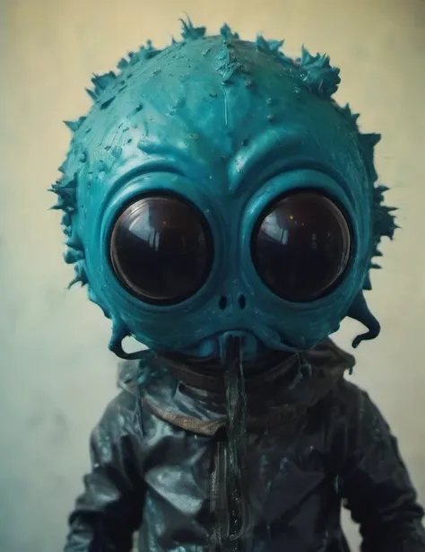 8K, ARTISTIC photogrAphy, best quAlity, mAsterpiece: 1.2), A (potrAit:1.2) Don Bluth Style ASTRONAUT Cthulhu black Toon Doll, full body RAW candid cinema, cyan hair, 16mm, color graded portra 400 film, remarkable color, ultra realistic, sad admosphere, dar...