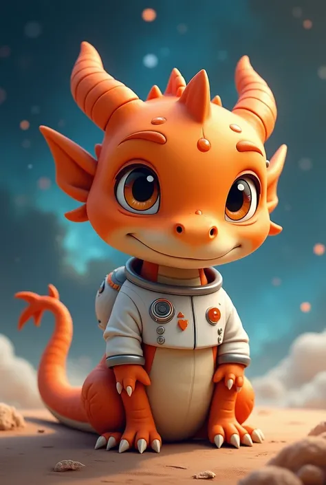 
 I would like to create an nft, a cute dragon in the style of the animated movie Dragon I wish he wore a white and orange cosmonaut uniform