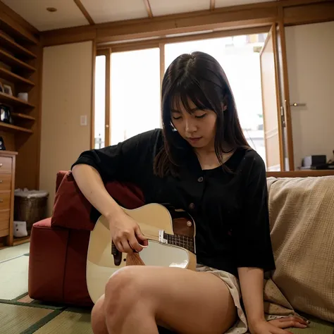  Japanese girl plays on the living room 