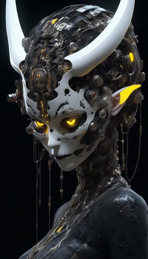 (masterpiece:1.2,high quality), 1 girl, ((Ultra realistic details)), global illumination, darkness, unreal engine, octane rendering, 8K, Ultra sharp, metal, intricate, Detailed ornaments, highly intricate details, yellow eyes, (mechanical body:1.2), by whi...