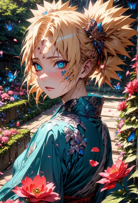 absurdres, highres, ultra detailed, hdr, master piece, temari, sand blonde hair, expressive teal eyes, woman, best quality, naru...