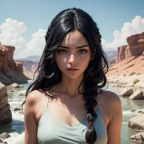 Woman with long, jet-black hair tied in a braid. The gaze of sky-blue eyes shrouded in a white haze, directed into the distance. And a scar flowing like a dry river bed across the once beautiful woman’s face.