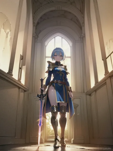 A magical sword in The innermost part of the ancient ruins of the Age of the Gods, ((((((eyes on the swords guard)))))), (((ultra quality, ultra detailed, ultra highresolution, Hires.fix, ultra delicate, extreme detailed, 8k))), master piece, anime, anime ...