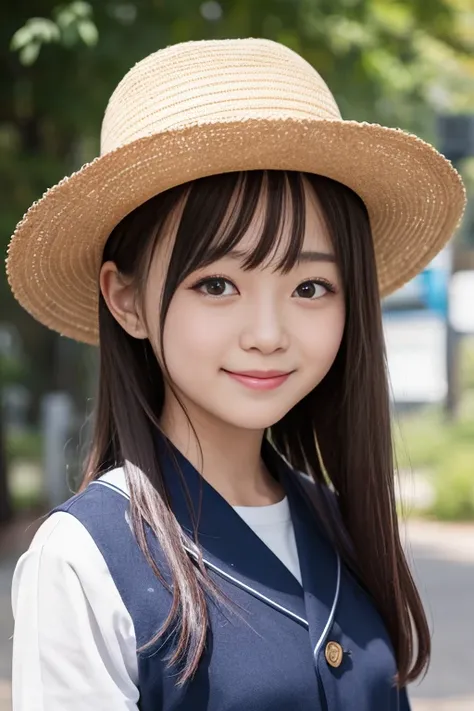 High quality masterpiece, 8k, , Japanese Girls, RAW Photos, Absurd, Winner portrait smile face, 笑face, Alone, Uniform, Summer Clothes Idol&#39;face, violet, Gardenia, Delicate girl, Long black hair, Dark Eyes, Upper body digital SLR, Observe the audience, ...