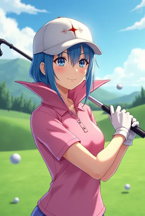 Fire Emblem, Princess, Lucina wearing a Pink Polo with a Massive Popped Collar while playing Golf 