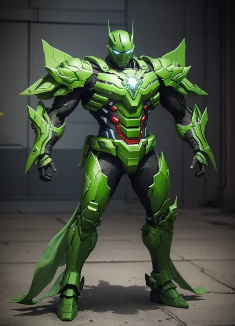 He is green war mechine, marvel war mechine, high detailed, full suit with full body,