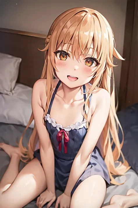 ((Best Quality)), ((masterpiece)), (be familiar with), Perfect Face, indoor, bedroom, Watching the audience,
One woman, Yuuki Asuna,
Open Mouth, Ecstatic expression, blush, smile,
Small breasts, Flat Chest, , , child, Girl,
Long Hair, Long Hair,
Leg spread...