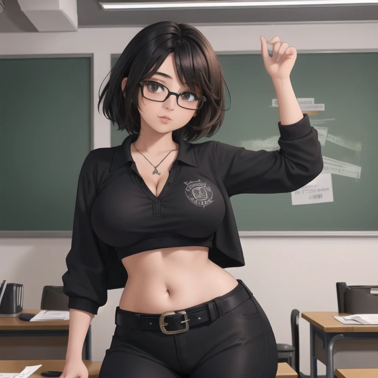 a cute petite short skinny slightly curvy emo mexican girl, short wild volumetric hair, one wearing glasses, beautiful detailed ...