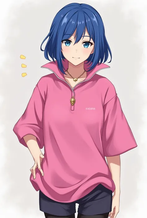 Fire Emblem, Princess, Lucina who had Blue hair wearing a Pink Polo with a Massive Popped Collar Polo