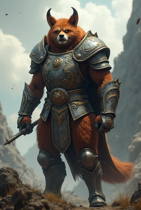 a furry with medieval armor