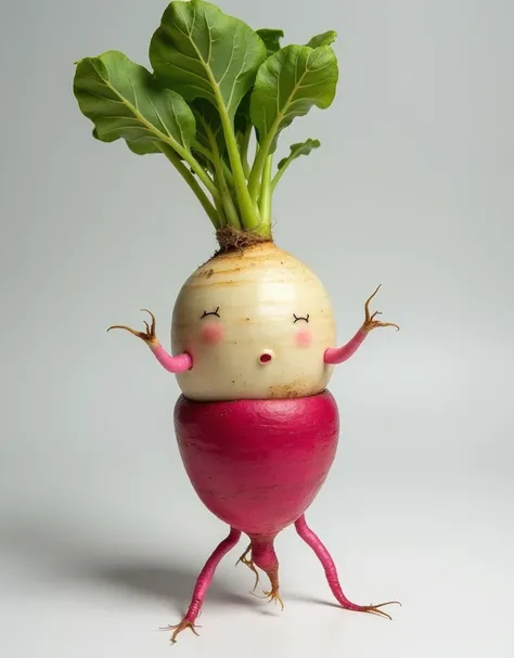 Funny images, funny shaped radishes, Radish with an interesting shape, a radish that looks like the lower half of a human males body, a radish that looks like it has legs like the lower half of a human body, a radish that is split in two halfway through, a...