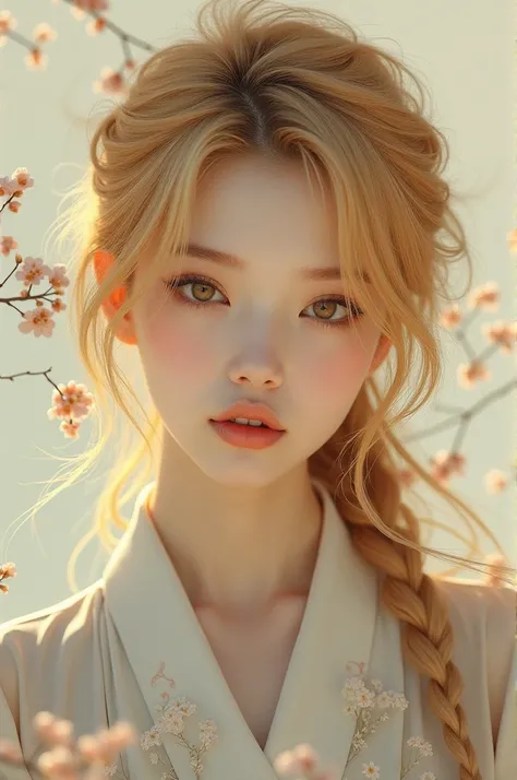 Create a beautiful Japanese blonde woman