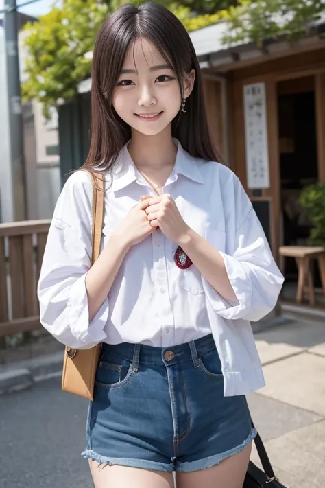 High quality masterpiece, 8k, , Japanese Girls, RAW Photos, Absurd, Winner portrait smile face, 笑face, Alone, Uniform, Summer Clothes Idol&#39;face, violet, Gardenia, Delicate girl, Long black hair, Dark Eyes, Upper body digital SLR, Observe the audience, ...