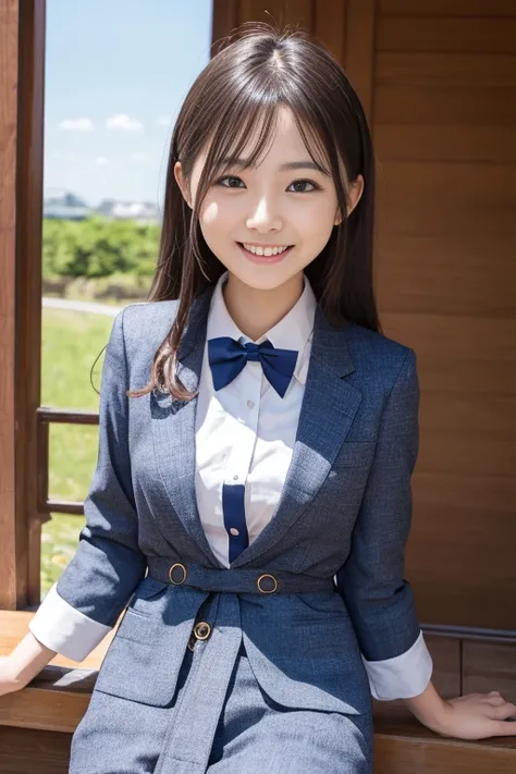 High quality masterpiece, 8k, , Japanese Girls, RAW Photos, Absurd, Winner portrait smile face, 笑face, Alone, Uniform, Summer Clothes Idol&#39;face, violet, Gardenia, Delicate girl, Long black hair, Dark Eyes, Upper body digital SLR, Observe the audience, ...