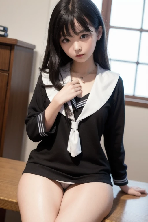 8ｋ,Highest quality,masterpiece, Sharp focus,high school girl，，Black Hair，Lewd，Sailor suit，

