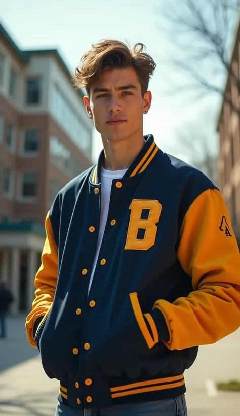 Sexy Popular Boy with College varsity Jacket in Highschool 