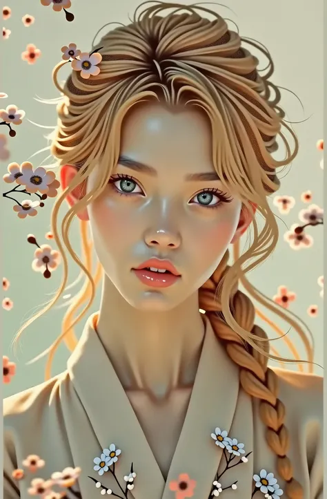 Create a beautiful Japanese blonde woman