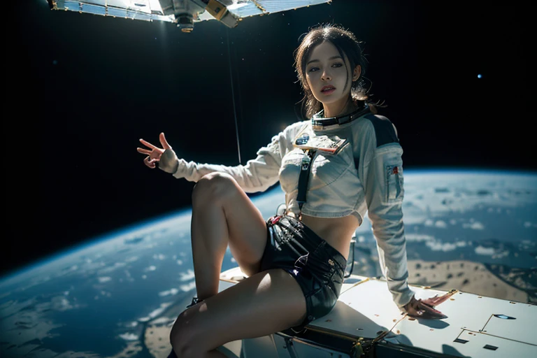 (((Spacecraft extravehicular activity))), (((Woman doing a spacewalk))), (((The world of Mad Max))) , (((universe space))),A boldly composed photograph of a Japanese woman, as if taken by a famous artistic photographer, (((Blockbuster art photography)), (8...