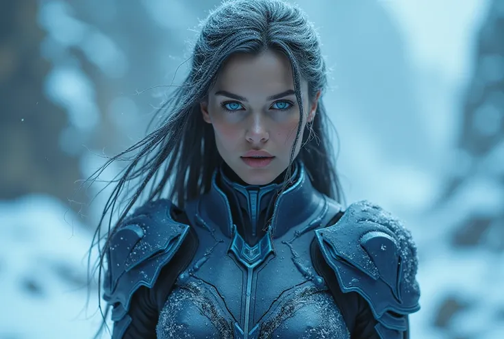 FACE WOMAN powerful armor, sharp look,
Frost, Calls, perfect details, (Best Quality, 4k,
High resolution, masterpiece:1.2), ultra detailed,
realist:
1.37, HDR, studio lighting, vivid colors, (cyberpunk,
Futuristic) style, lcy Blue Color Scheme, dynamic
lig...