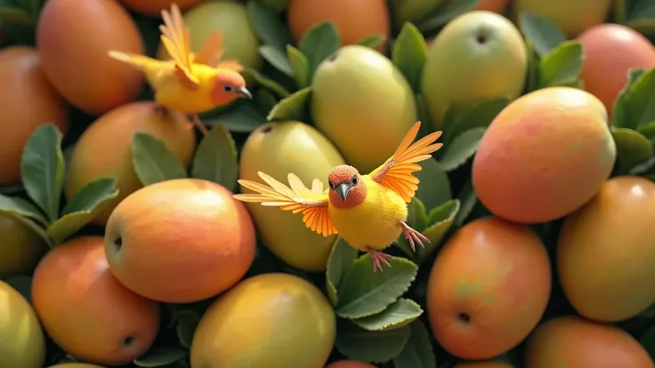 All mangoes are transformed into birds video 