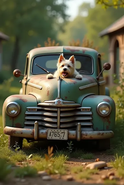 Old model car in a dog