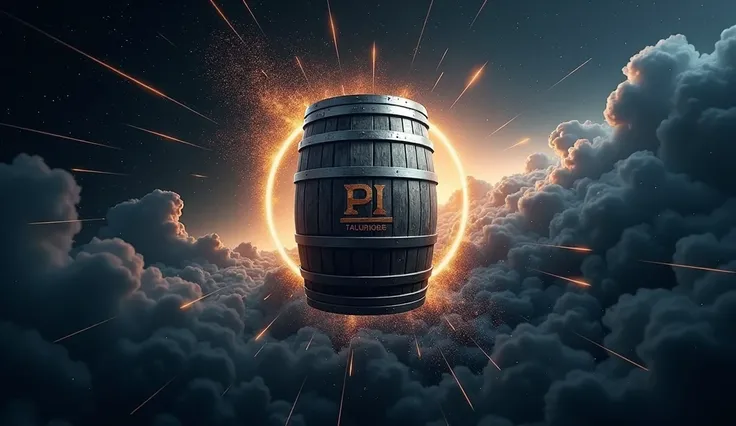 Company logo "Pivnich Centr", (dark blue, gray and white colors), Futurism, space, Universe, beer barrel, full hd качество, Nebula, glow, laser beams, gold, titanium, platinum, drawn details, in the style of terminator