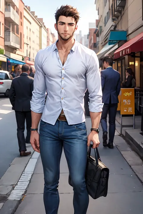 Handsome Men ,Casual outfit in street
