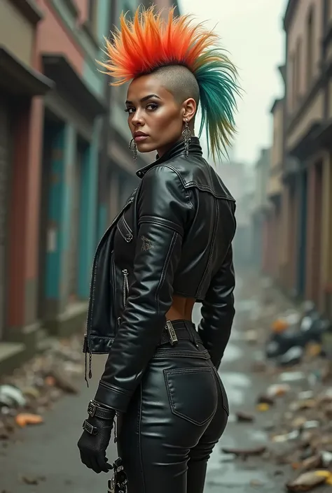 In the gritty urban scene stands the Biker—a rebellious spirit with a vibrant, ever-changing Mohawk, a bold emblem of her individuality. Her physique, a blend of strength and femininity, exudes an alluring mystique. Draped in leather, she embraces a bad gi...