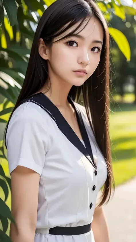 High resolution raw color photos, Professional photography, High resolution face, (Fine grain, Highly detailed skin, Highly detailed nose, Highly detailed mouth:1.2), Perfect Anatomy, all_white_clothes, female, 18_years_old, Japanese, above_average_height,...