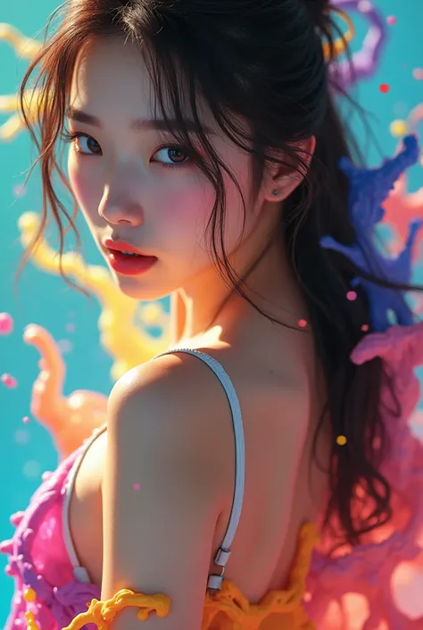 ((Best Quality, 8k, masterpiece:1.3, 1 cute Korean girl, beautiful girl)), cute, dynamism, Detailed face, Detailed skin, Detailed eyes, Detailed lips, Fine fingers, Mouth details, Detailed teeth, Detailed tongue, Round eyes, Tear bags, Realistic, RAW Photo...