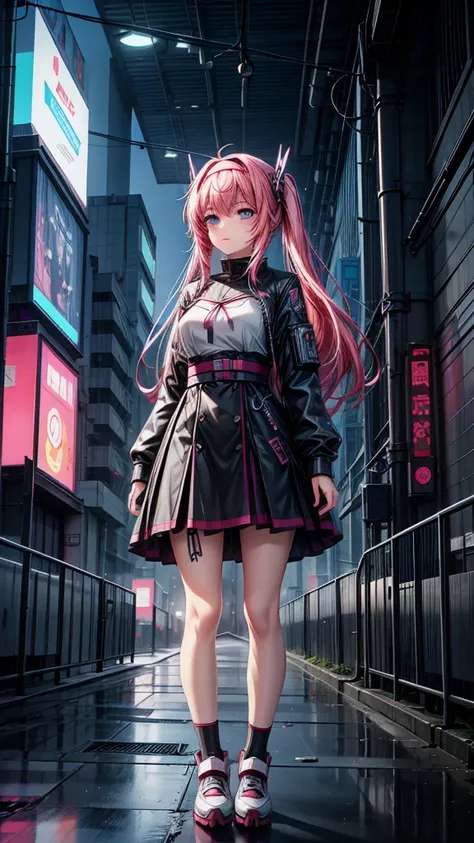 Wearing a dress、Anime girl wearing a headband standing in front of a building, digital Cyberpunk Anime Art, Digital Cyberpunk - Anime Art, Anime Cyberpunk Art, Cyberpunk anime girl, Cyberpunk anime girl mech, Anime style 4K, best anime 4k konachan wallpape...