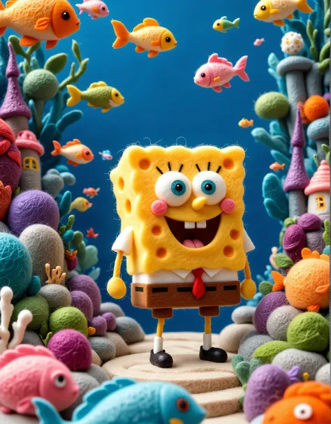(masterpiece, Best quality:1.2), (SpongeBob),handmade style