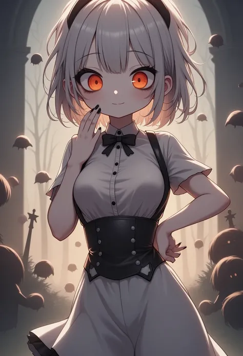 One cute girl,(Best Quality,Extremely detailed depiction,Incredibly absurd high definition,Anatomically accurate,Detailed pupil,Beautiful legs,Porcelain-like skin,High quality anime drawings:2.0),(Black and white gothic maid outfit:2.0,Maid Skirt,corset,Bl...