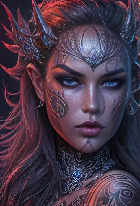 beautiful digital artwork, beautiful digital art, detailed gorgeous face, 10k high quality detailed art, very beautiful digital art, digital art. highly detailed, beautiful detailed body, Create a hyper detailed photograph of a perfectly simetrical tattooe...