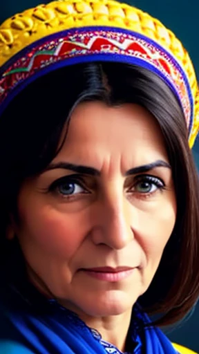 An Italian woman focus on the face photo with color